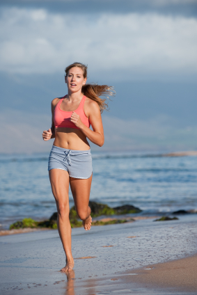 barefoot running girl